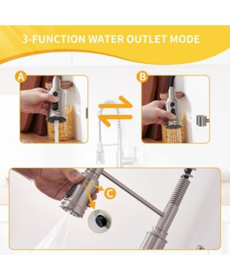 Kitchen Faucet with Pull Down Sprayer, with 360°Rotation Spout and 3-Function Nozzle for Use in Various Kitchen Styles