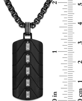 Diamond Dog Tag 22" Pendant Necklace (1/20 ct. t.w.) in Black Ion-Plated Stainless Steel