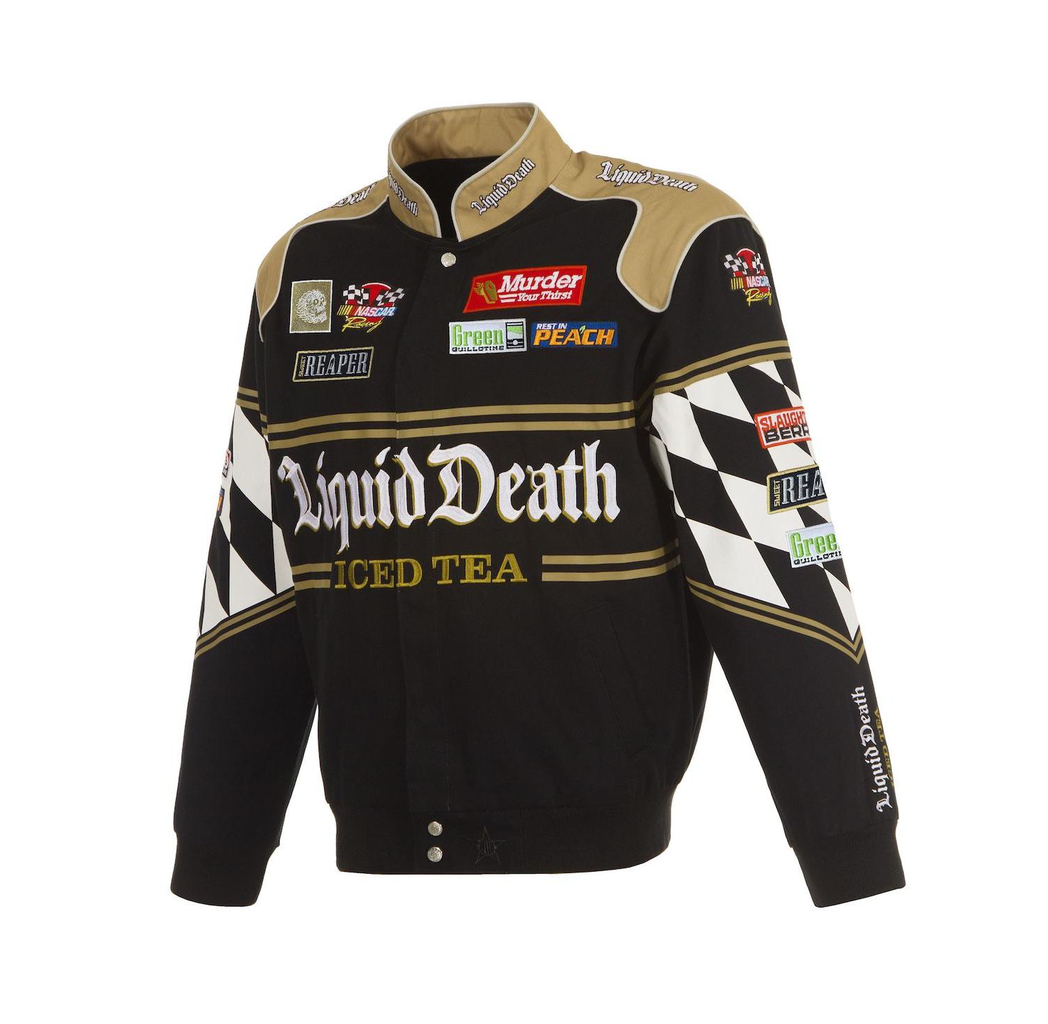 Men's Black NASCAR Liquid Death Full-Snap Twill Uniform Jacket