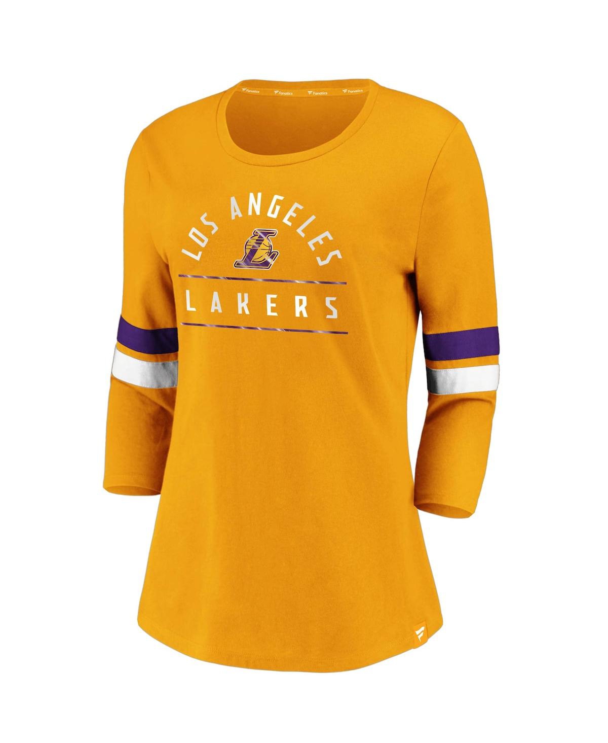 Fanatics Women's Gold Los Angeles Lakers Iconic Prolific Modern 3/4-sleeve T-shirt In Gold
