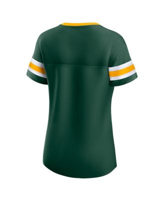 Women's Green Green Bay Packers Bling Athena Jersey Style Lace-up T-Shirt