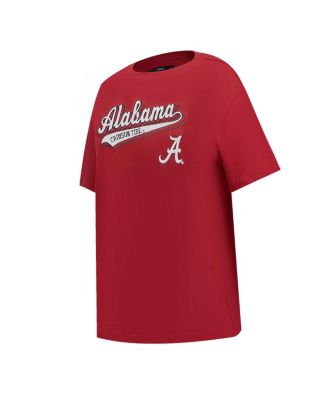 Women's Crimson Alabama Crimson Tide Script Tail Oversized Boyfriend T-Shirt