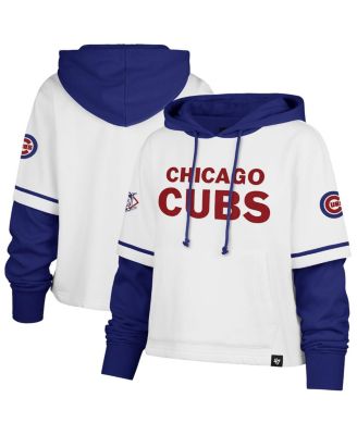 '47 Brand - Women's White Chicago Cubs Trifecta Shortstop Cropped Pullover Hoodie