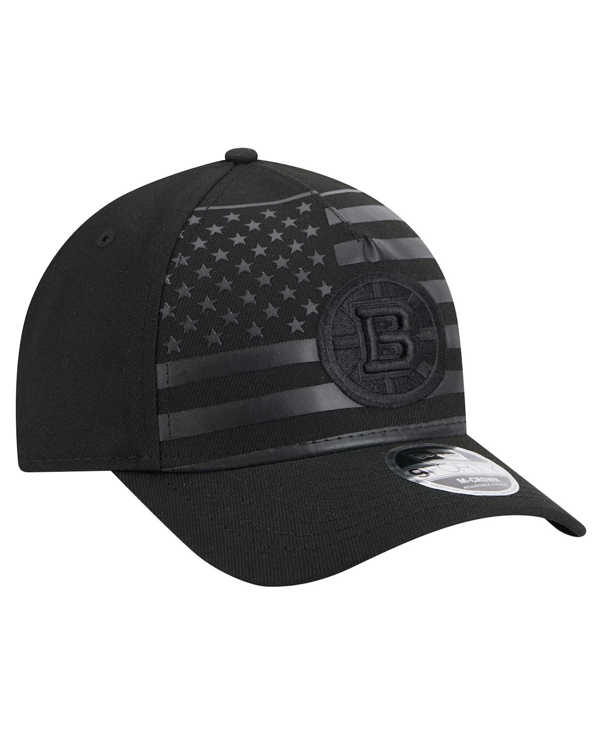 New Era Men's Black Boston Bruins Game Day Stealth Flag 9forty A-frame Adjustable Hat In Black