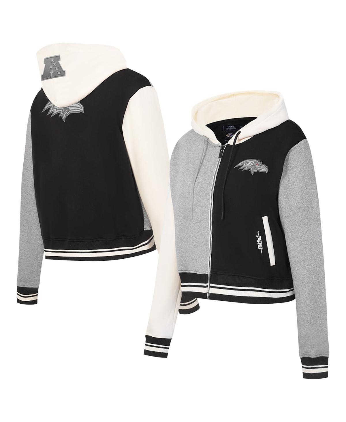 Women's Gray Baltimore Ravens Reverse French Terry Color Block Full-Zip Hoodie Jacket - Gray