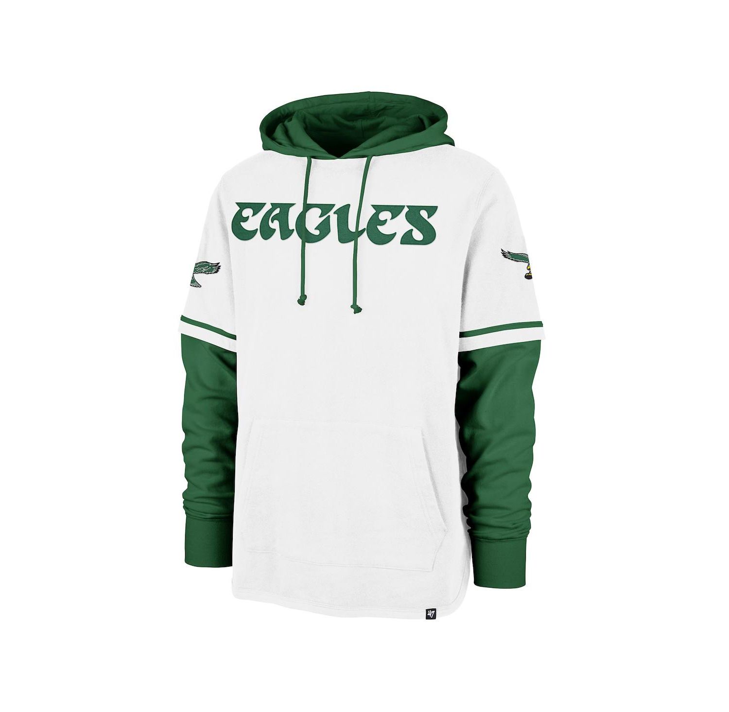 Men's White Philadelphia Eagles Throwback Shortstop Pullover Hoodie
