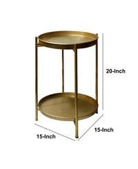 High Round Side Table – 2-Tier Design with Sturdy Iron Frame