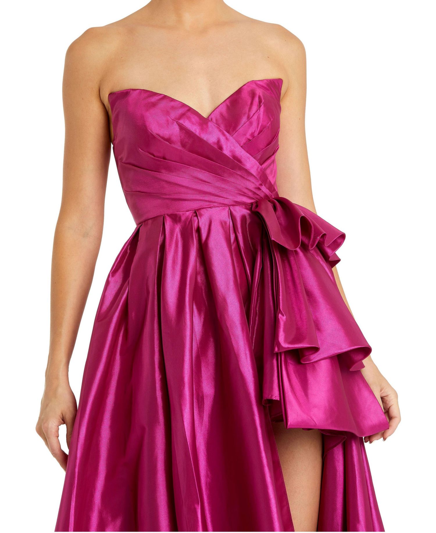Women's Strapless Taffeta Gown With Ruffle Detail