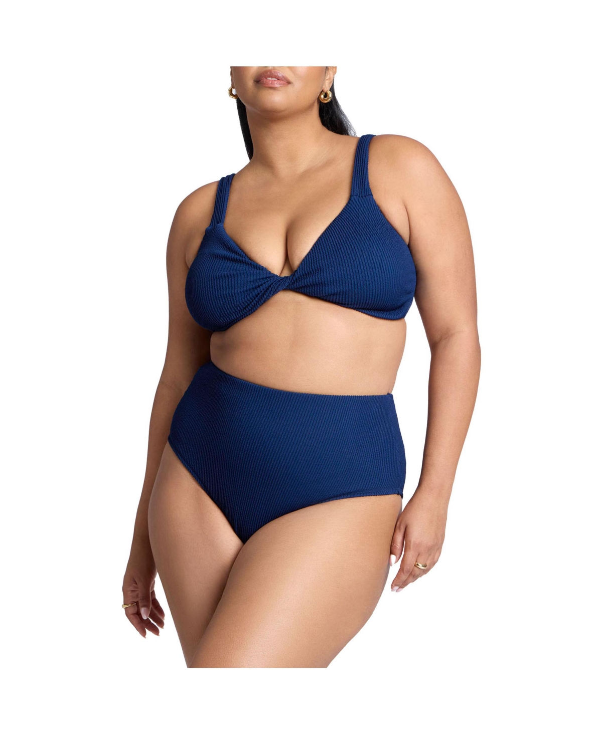 Plus Size Textured Bikini Top - Pageant blue