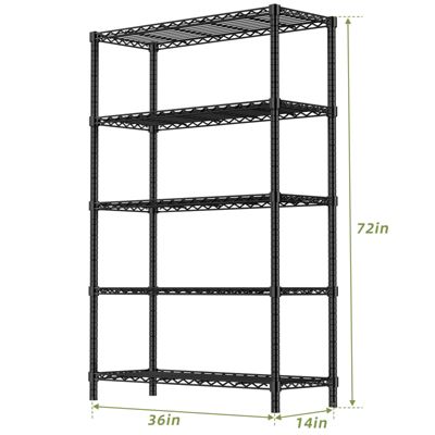5-Tier Heavy-Duty Rust-Resistant Steel Wire Rack for Kitchen, Laundry, and Garage Storage Shelf