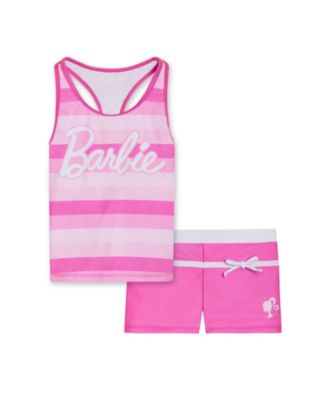 Girls Racerback UPF 50+ Tankini Top and Swim Shorts Outfit Set