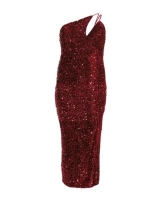 Plus Size One Shoulder Cut Out Sequin Maxi Dress