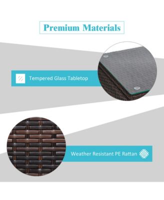 3 PCS Patio Wicker Rattan Furniture Set Coffee Table & 2 Rattan Chair