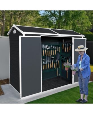 Streamdale 8x4ft Resin Garden Shed, Outdoor storage for tools, bikes, trash, Lockable door, Black