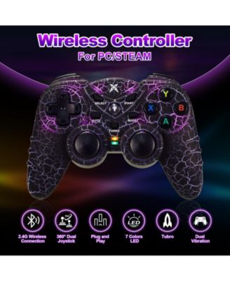 Wireless RGB Gaming Controller with Dual Vibration for Windows 7/8/10/11 – Adjustable Turbo & Ergonomic Design