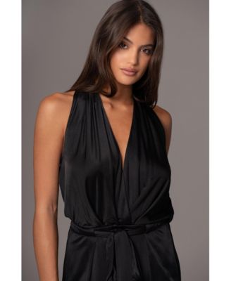 Women's Slinky Halter Belted Jumpsuit