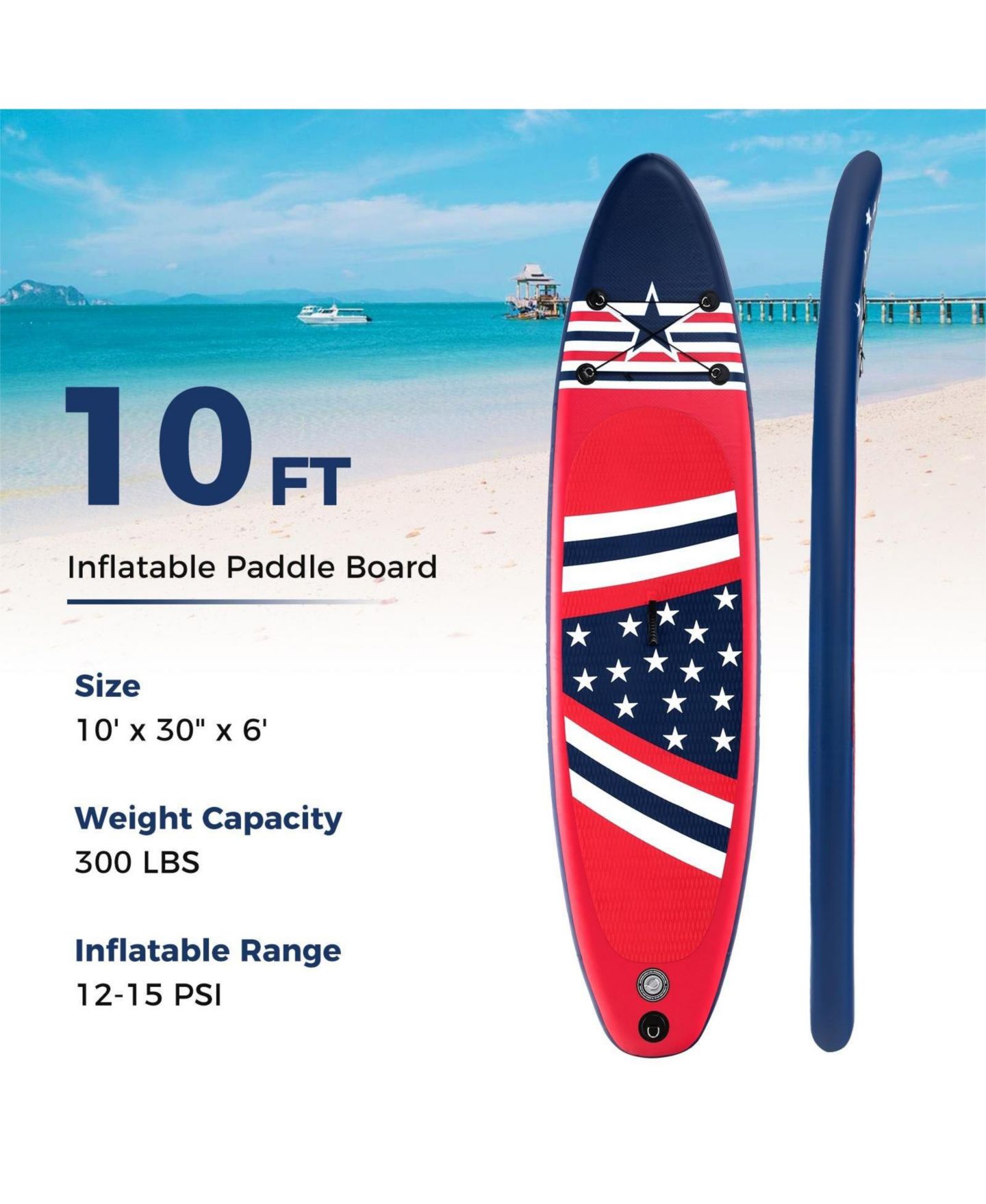 Детские игрушки HONGGE Inflatable Paddle Board with Removable Fin and Backpack, цвет: Красный — фото 3
