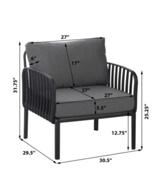 Streamdale Outdoor Club Chairs (Set of 2), Modern, Waterproof Cushions, Black/Gray