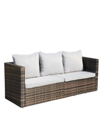Streamdale 4-Pc Outdoor Rattan Sofa Set, Cushioned couch & coffee table (Gray)