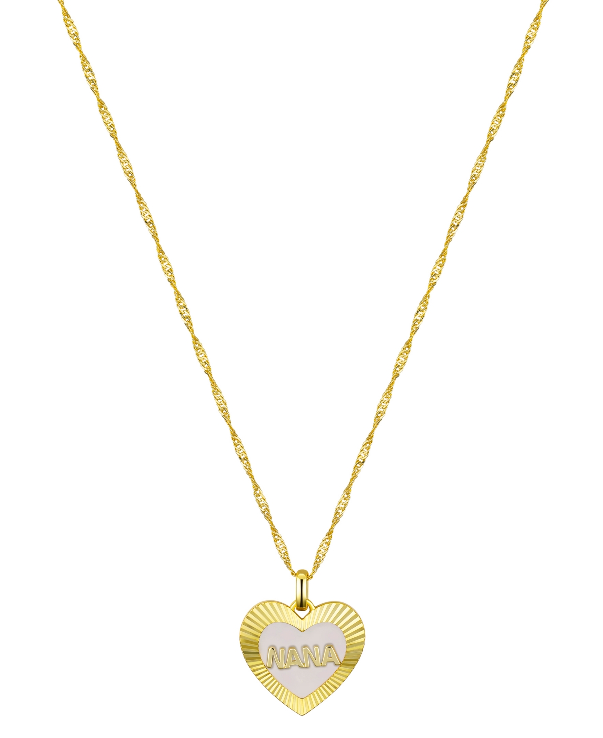 Mother of Pearl Diamond Cut Heart Nana Necklace - Gold