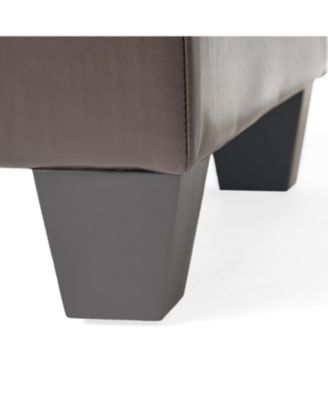 Streamdale Tufted Leather Storage Ottoman - Dual Opening Tray Top