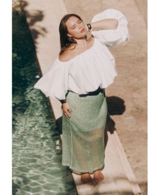 Women's Plus Size Semi Sheer Sequin Midi Skirt