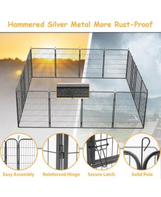 Dog Playpen Outdoor, 16 Panels Dog Pen 40" Height Dog Fence Exercise Pen with Doors for Large/Medium/Small Dogs, Portable Pet Playpen for Yard, RV, Camping, Hammer Paint Finish
