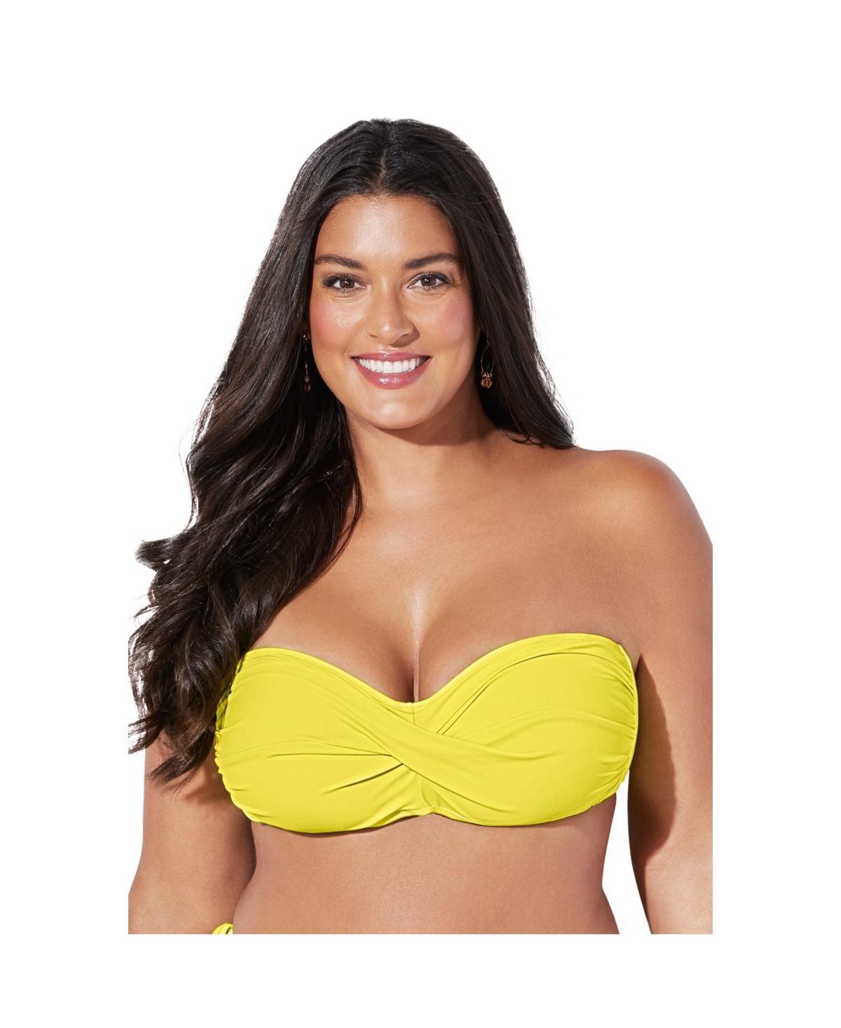 Women's Valentine Ruched Bandeau Bikini Top - Papaya