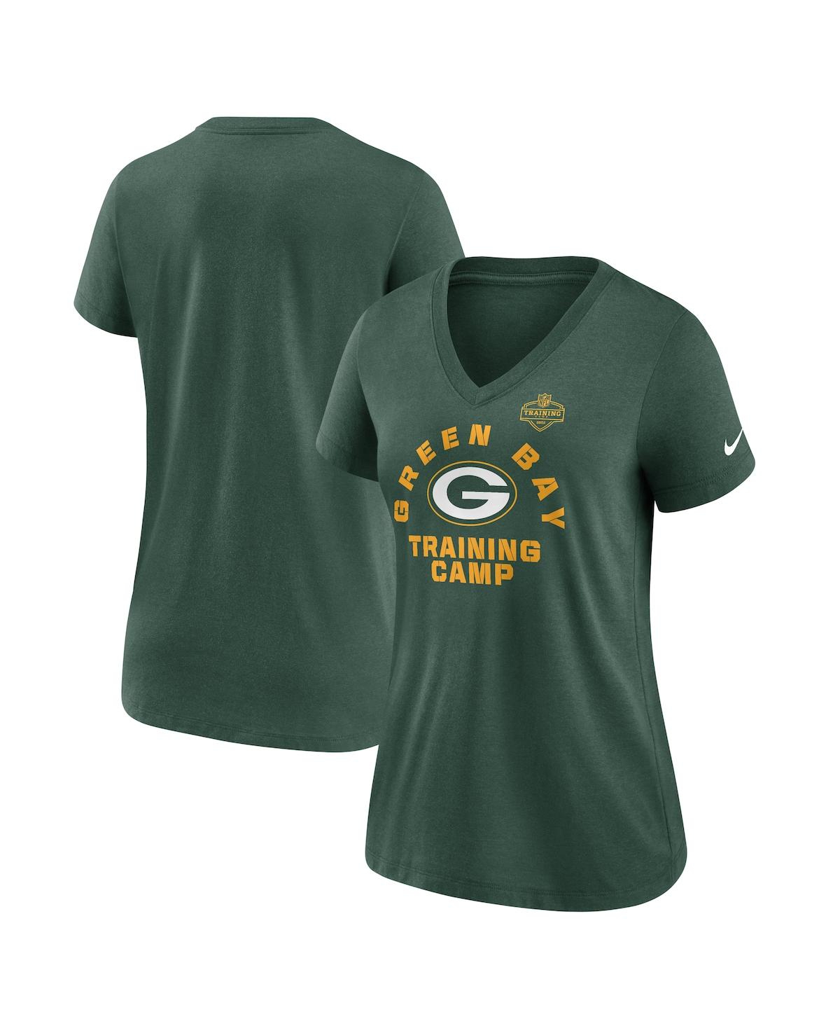 Nike Women's Green Green Bay Packers 2022 Training Camp Tri-blend V-neck T-shirt In Green