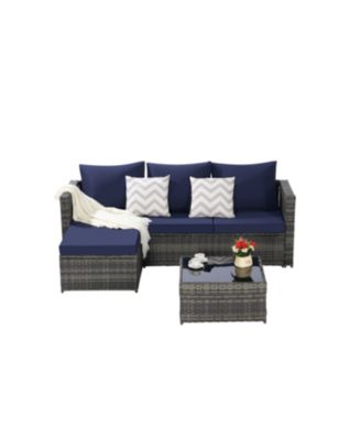 Streamdale 2-Piece Wicker Patio Set, L-Shaped, Ottoman, Lounger Table