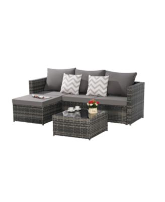 Streamdale 2-Piece Wicker Patio Set, L-Shaped, Ottoman, Lounger Table