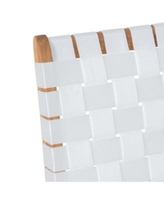 Streamdale Outdoor Acacia Wood and Rope Weave 3 Piece Chat Set, White and Teak