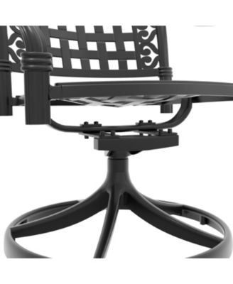 Streamdale 7-pc Cast Aluminum Dining Set, 6 Swivel Chairs, Rectangular Table, Black Frame