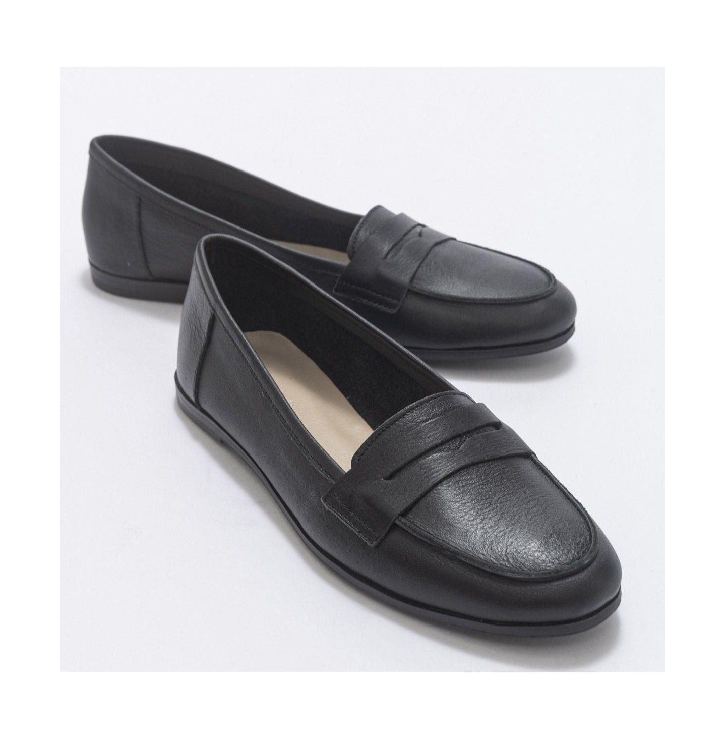 Женские туфли Forever & Always Shoes Dorothy Leather Loafer, цвет: Чёрный кожаный — фото 1