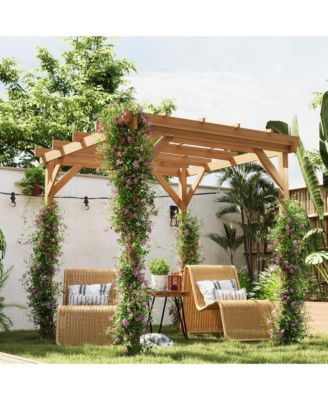 6.6' x 6.6' Outdoor Pergola, Wood Gazebo,