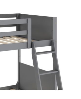 Samuel Kids Bunk Bed With Convertible, Solid Wood Slatted Frame And Easy-To-Climb Ladder With No Box Spring Required