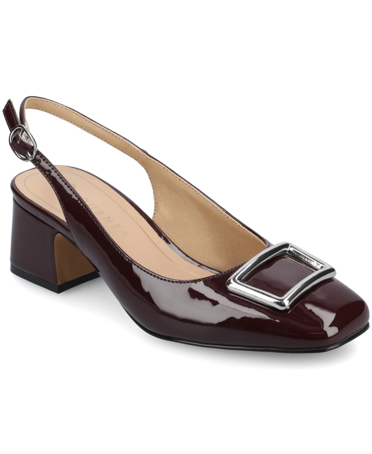 Journee Collection Women's Everlee Square Toe Slingback Pumps In Burgundy