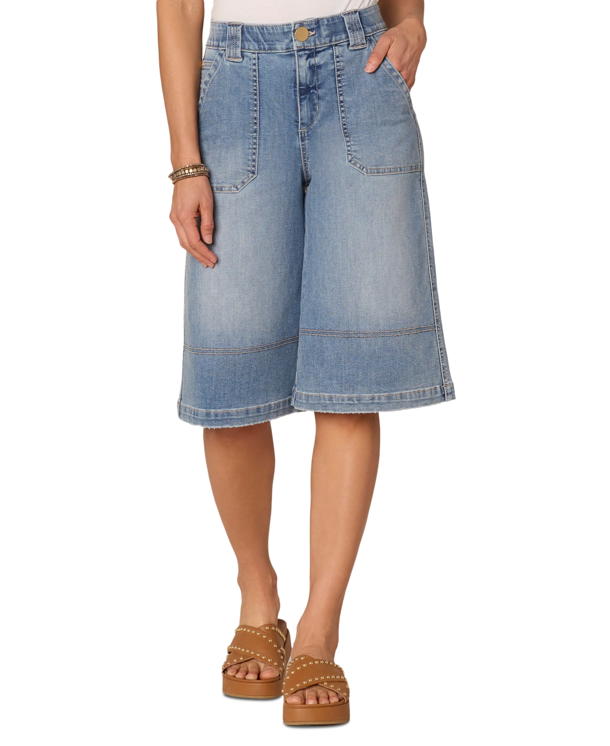 Women's "Ab"solution High-Rise Denim Bermuda Shorts - Light Blue