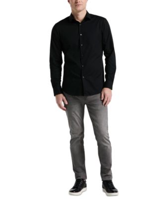 Men's Slim-Fit Long-Sleeve Button-Front Dobby Cotton Shirt