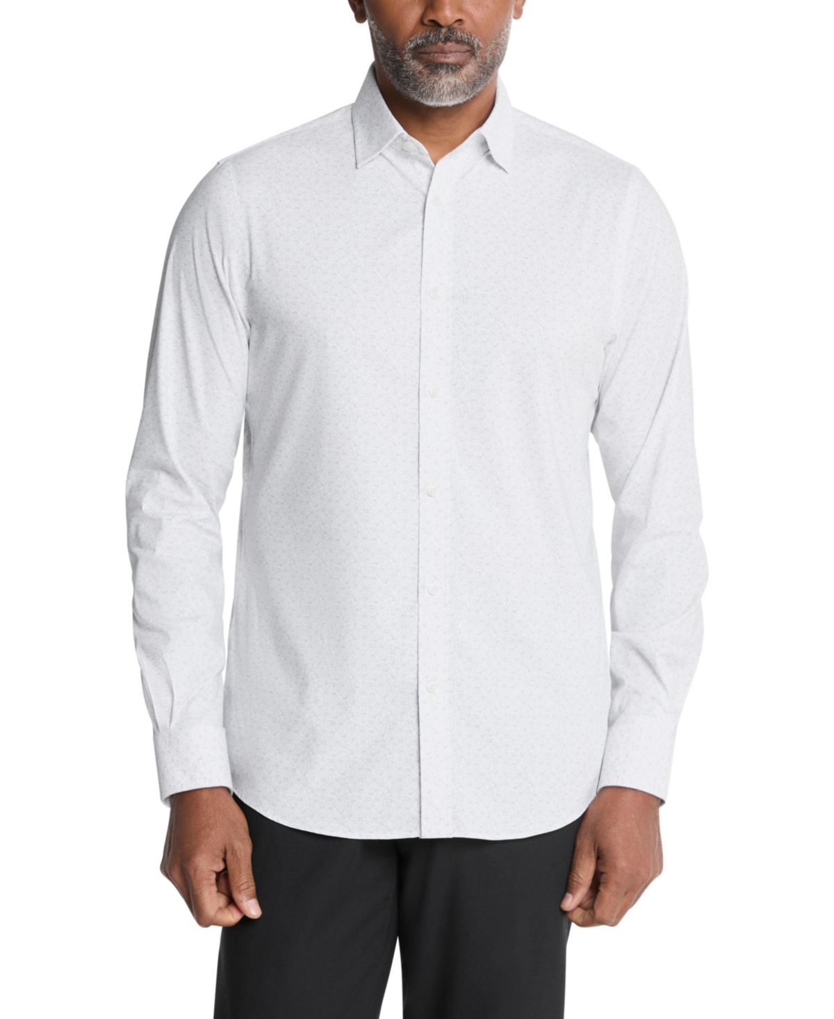 Michael Kors Men's Eco Passport Stretch Untucked Slim Fit Dress Shirt - Gray