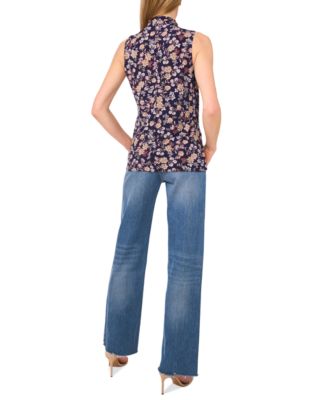 Vince Camuto Woven Printed V-Neck Sleeveless Tank | Dillard's