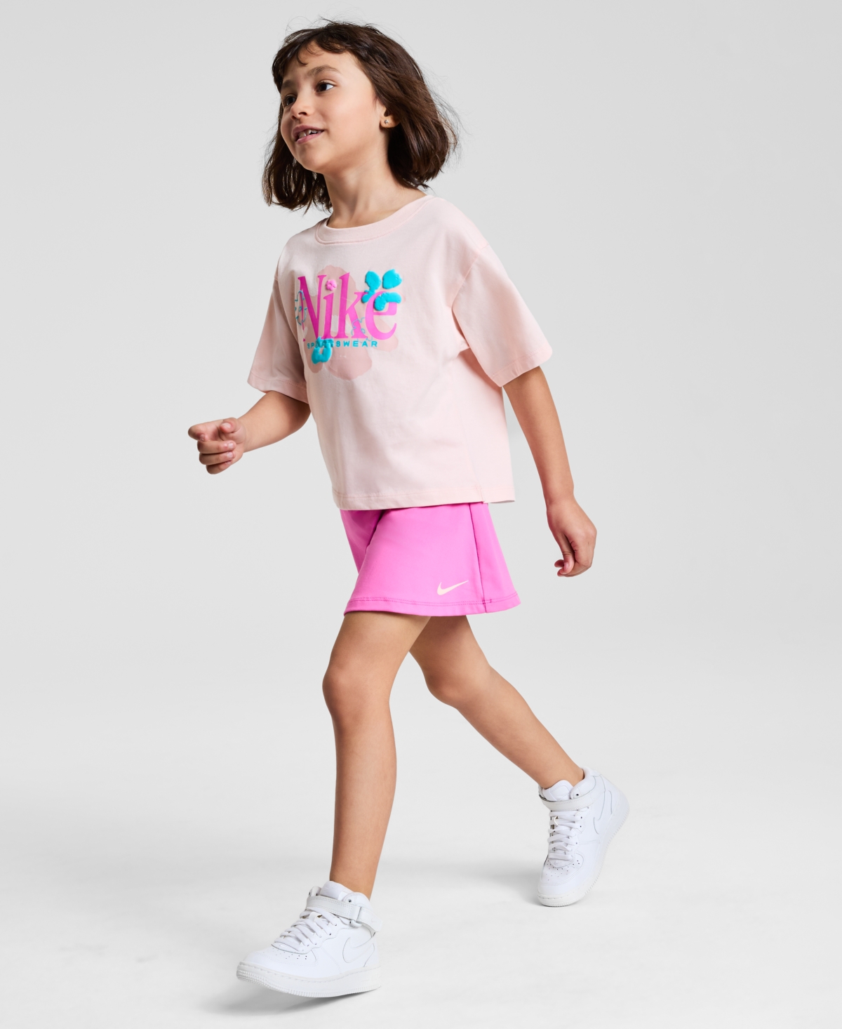 Nike Little Girls Dri-fit Wild Flower T-shirt & Scooter, 2 Piece Set