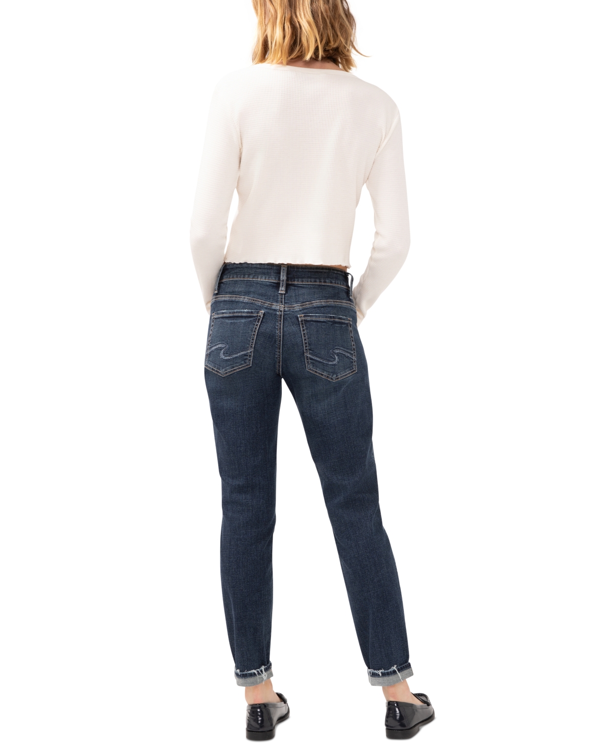 SILVER JEANS CO. WOMEN'S BOYFRIEND MID RISE SLIM-LEG JEANS 
