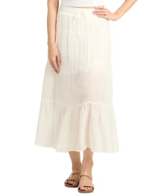 BCX - Juniors' Smocked-Waist Tiered Maxi Skirt