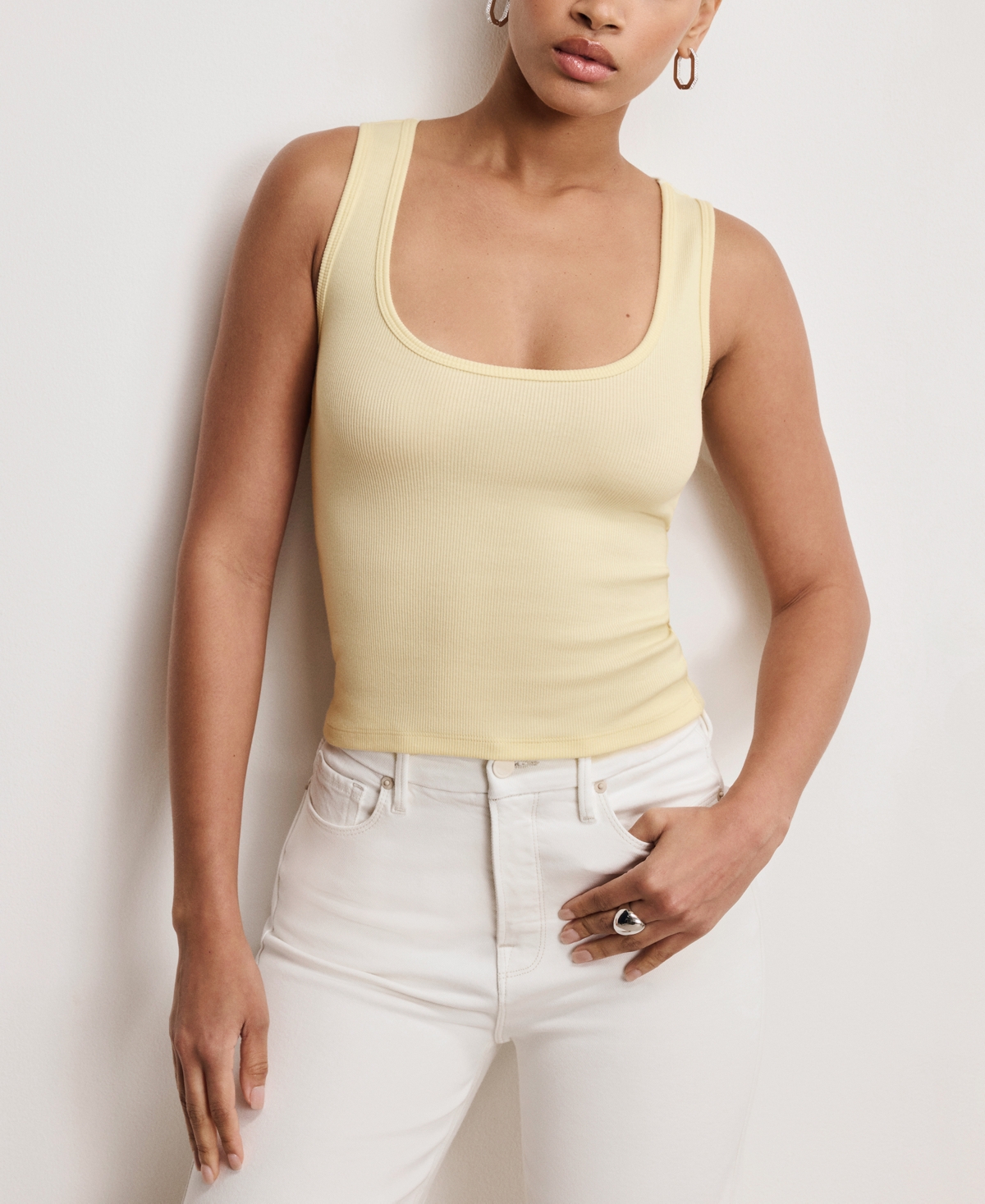 Shop Good American Women's Micro-rib Tank Top In Light Ray001