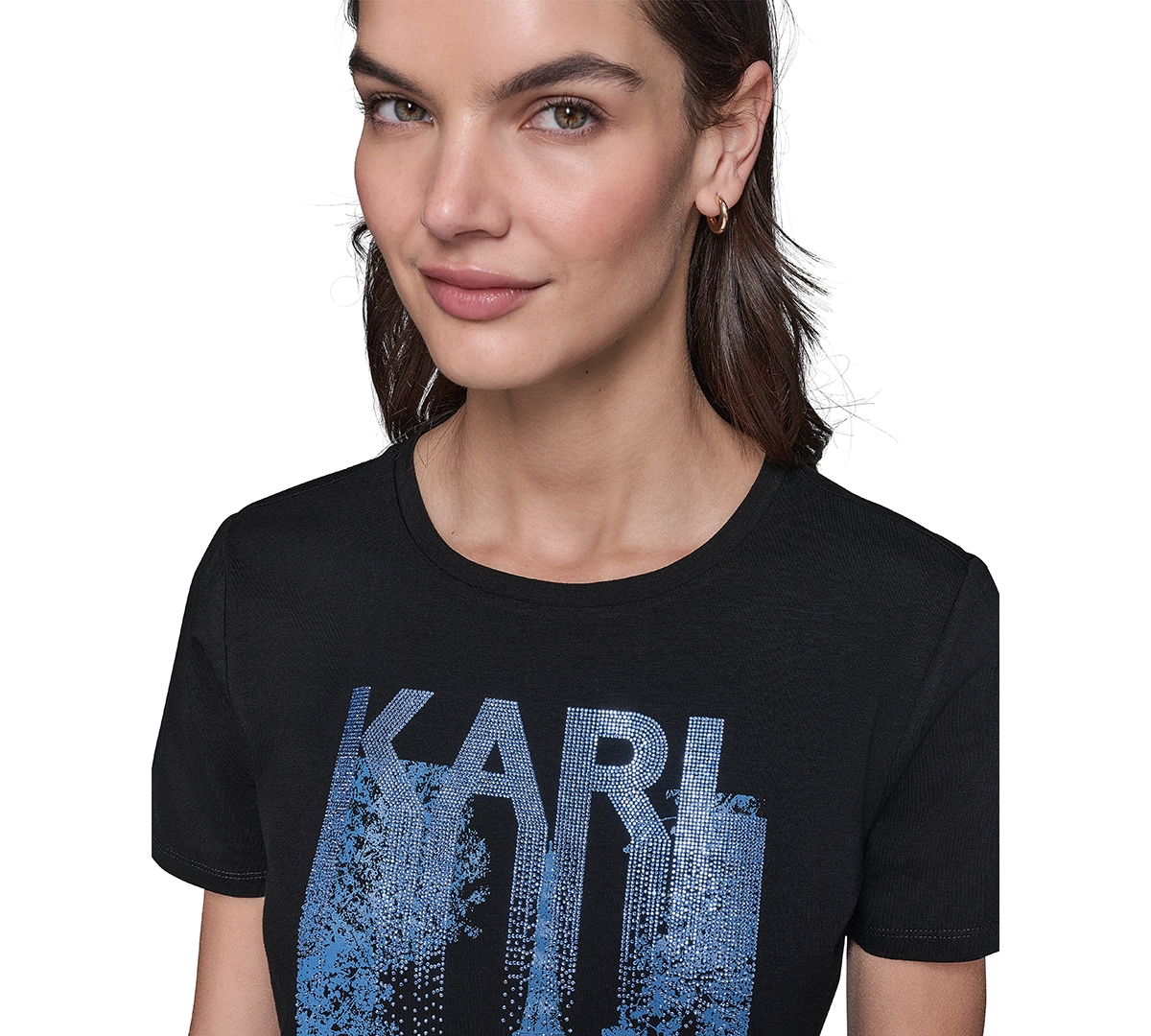 Shop Karl Lagerfeld Women's Embellished Paris Scene Graphic T-shirt In Black  Blue