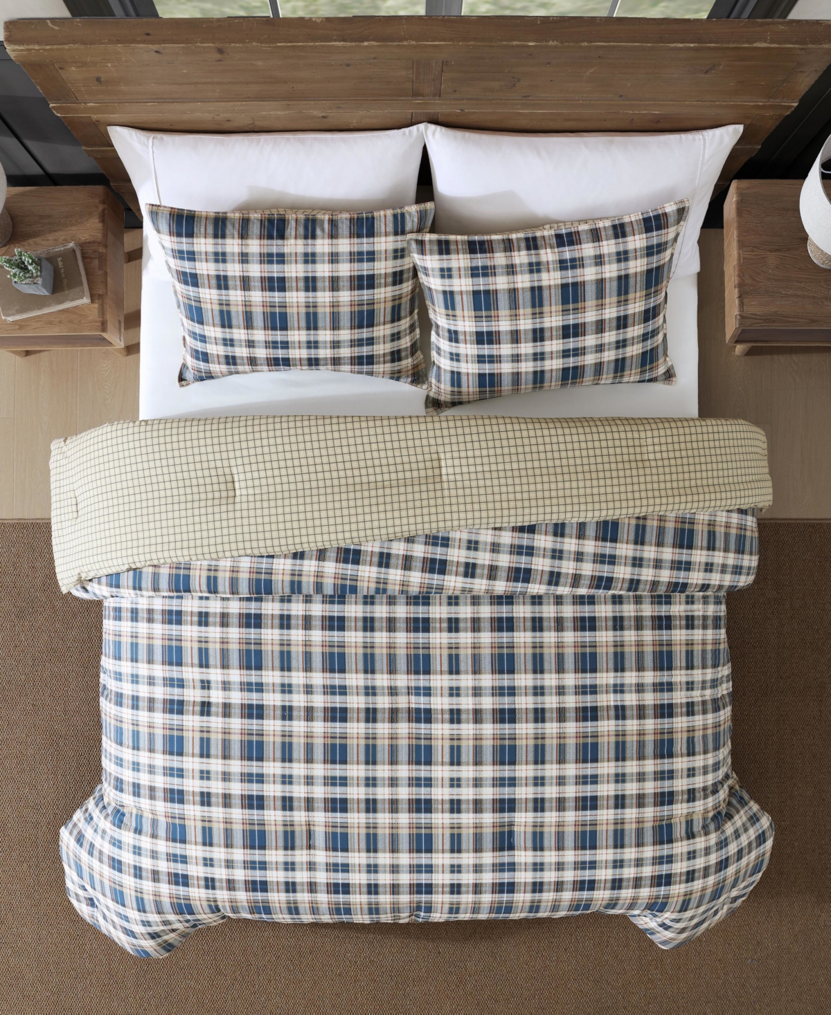 Eddie Bauer Port Gamble Cotton Reversible Piece Duvet Cover Set