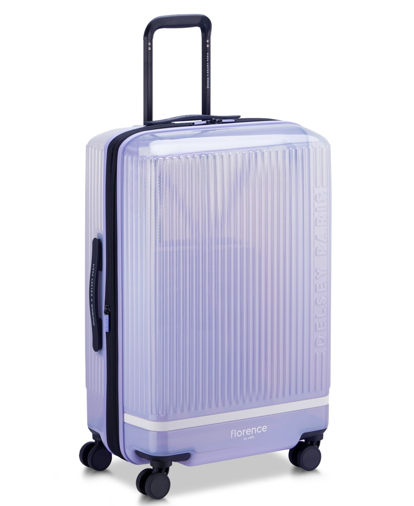 Чемодан florence by mills x Delsey Paris Gotta Glow Medium Hardside Check-In Spinner, цвет: Фиолетовый — фото 8