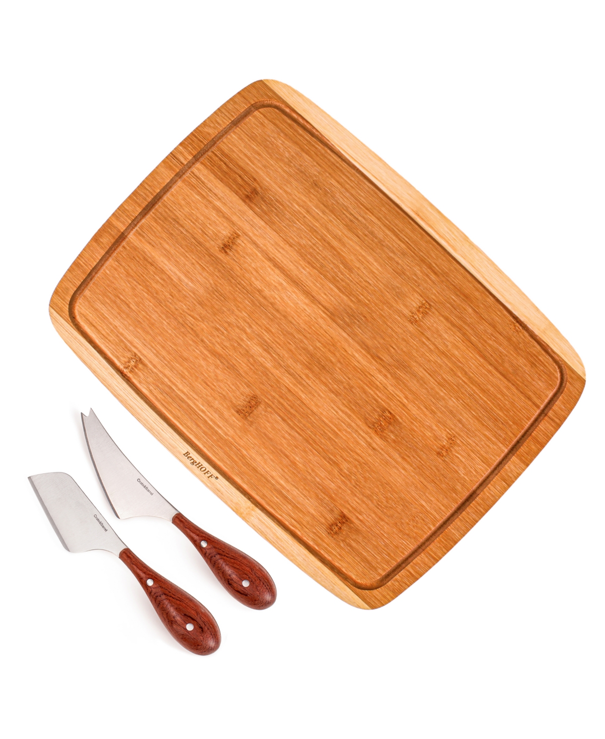Berghoff Bamboo 3-piece Rectangle Board And Aaron Probyn Cheese Knives Set
