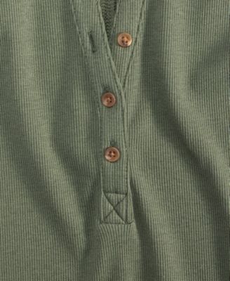 Women's Roll Cuff Rib-Knit Henley T-Shirt, Exclusively at Macy's